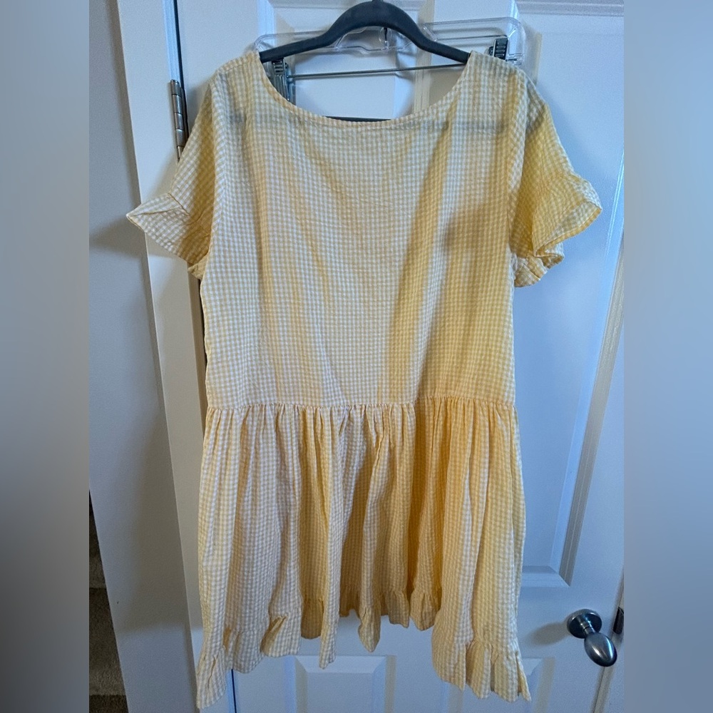 Free People yellow gingham babydoll dress